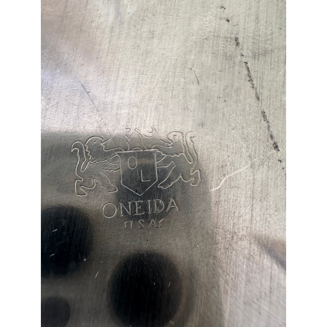 1960s Vintage Oneida Usa Silver Plate Serving Bowl | Rococo Scroll Border | Ornate Wave Rim | American Silverplate | Centerpiece Bowl | Grand Millennial For Sale - Image 5 of 7