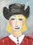 Abstract Fun Abstract Cowgirl W/ Hat Portrait Oil Painting Including the Antiqued Gold Wood Frame For Sale - Image 3 of 5