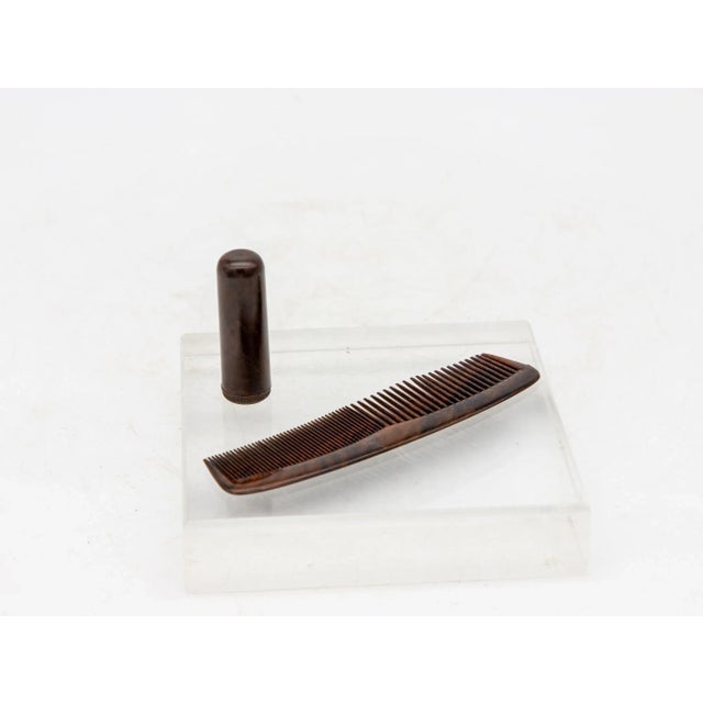 Brown Vintage Men's Grooming Kit With Leather Case For Sale - Image 8 of 11