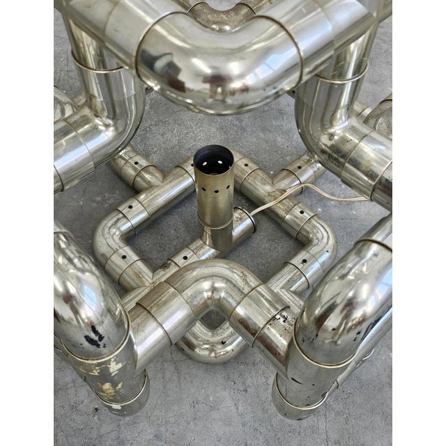 Metal Space Age Sculptural Rombo Floor Lamp attributed to Gaetano Missaglia, 1960s For Sale - Image 7 of 18