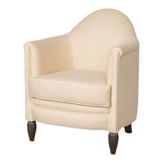 1930s French Club Chair in Linen For Sale