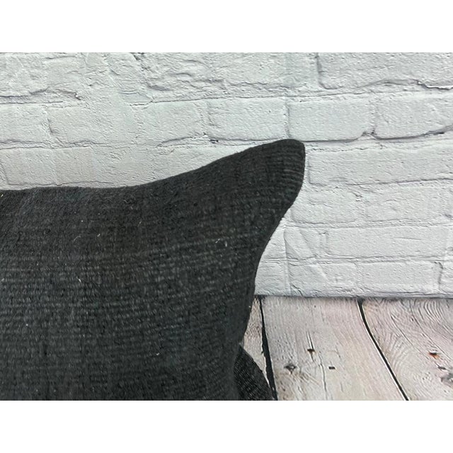Turkish 16 x 24 Hemp Pillow Turkish Cushion Natural Black Pillow Cushion Cover For Sale - Image 3 of 4