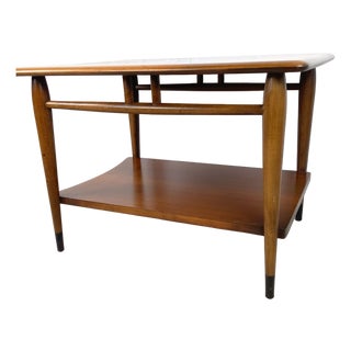 Vintage Lane Acclaim Two-Tier End Table by Andre Bus | Walnut & Oak Dovetail Inlay For Sale