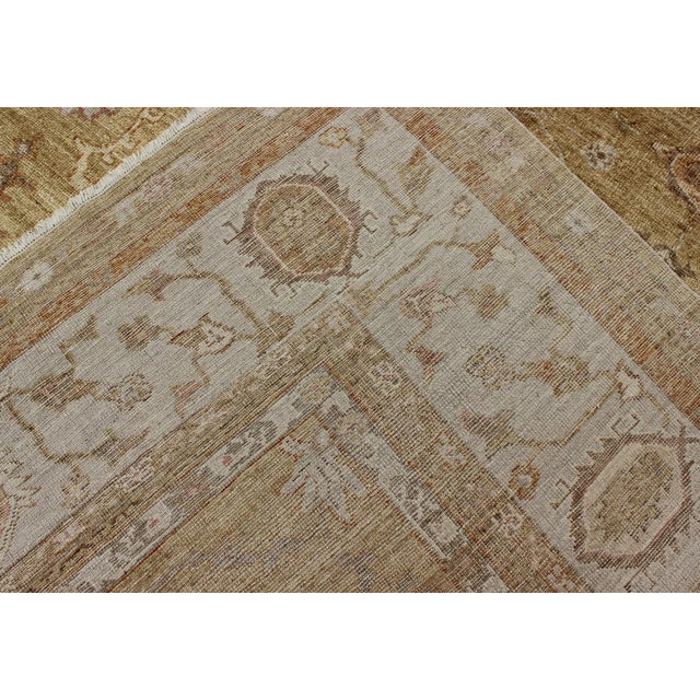 Large Angora Oushak Turkish Rug in Warm Colors of Taupe Soft Gold Brown Cream For Sale - Image 12 of 12