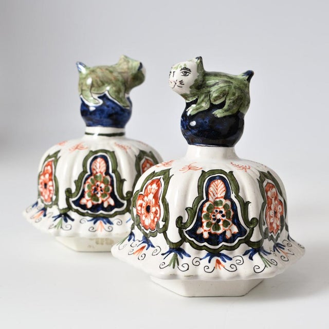 Polychrome Delft Vases by Louis Fourmaintraux, Set of 2 For Sale - Image 11 of 12