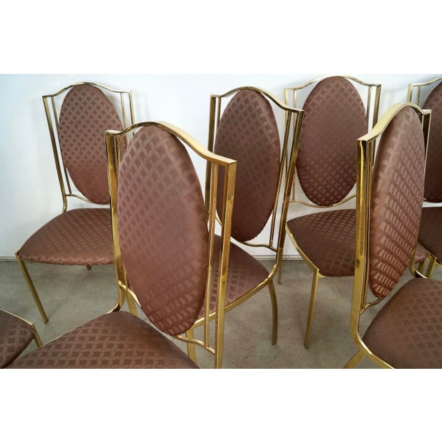 1970’s Italian Hollywood Regency Brass Dining Chairs - Set of 8 For Sale - Image 9 of 12