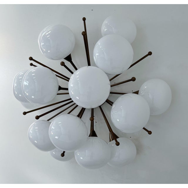 Fabio Ltd 21st Century Mezzo Bronze White Pebble Murano Glass Flush Mount by Fabio LTD For Sale - Image 4 of 7