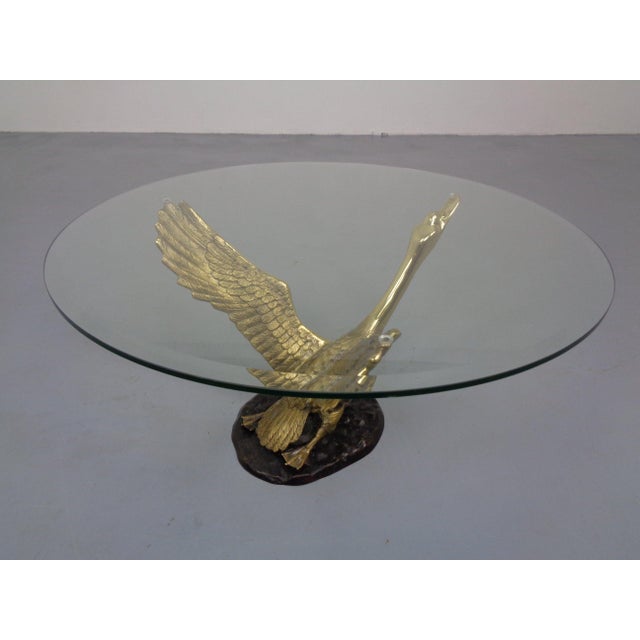 1960s Regency Swan Coffee Table in Brass and Glass, France, 1960s For Sale - Image 5 of 18