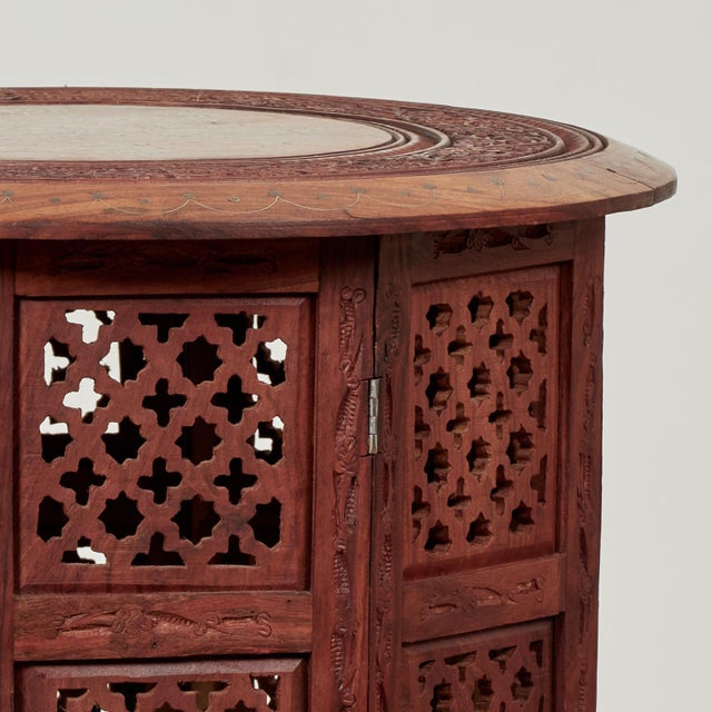 Pair of Antique Anglo Indian Carved and Inlaid Stands For Sale - Image 4 of 16