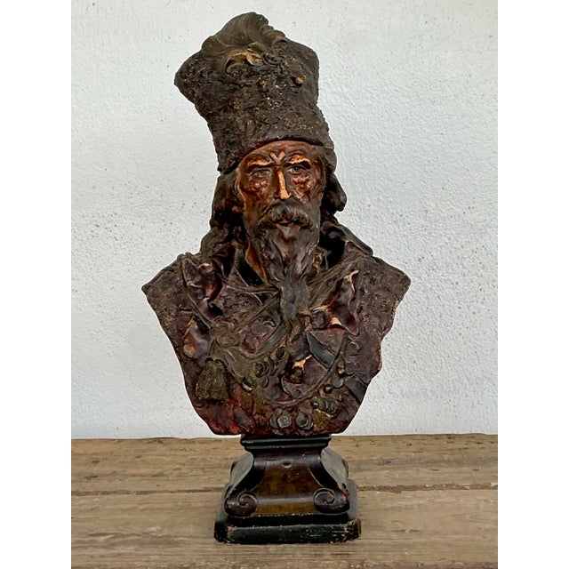 Vintage Patinated Bust of Man For Sale - Image 4 of 12