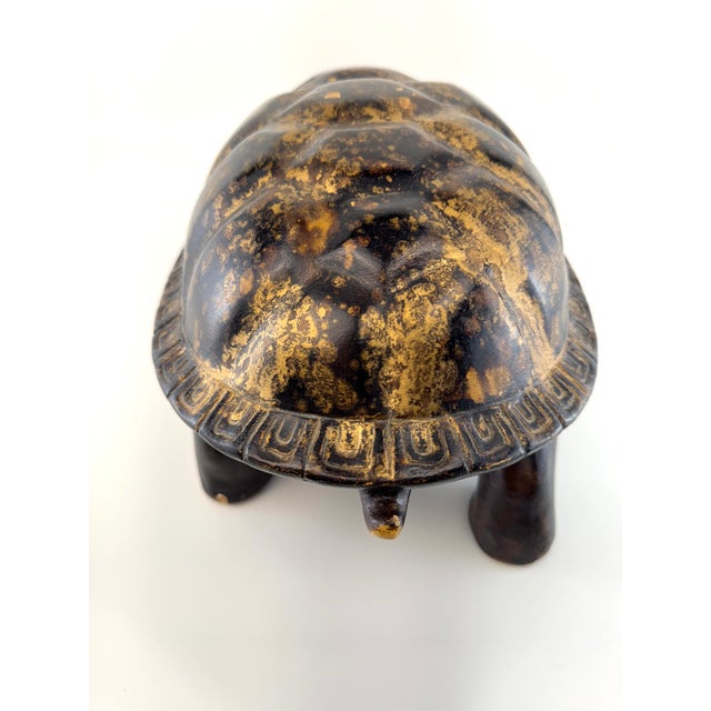 Vintage Mid Century Gilt-Finish Tortoise Sculpture, Hollywood Regency Style Decorative Object For Sale - Image 11 of 15