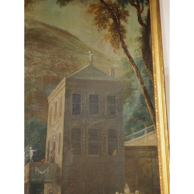 Wood A Rare and Monumental 18th Century Italianate Landscape Oil on Canvas by Dutch Old Master W. Troost the Elder (1684-1752) For Sale - Image 7 of 18