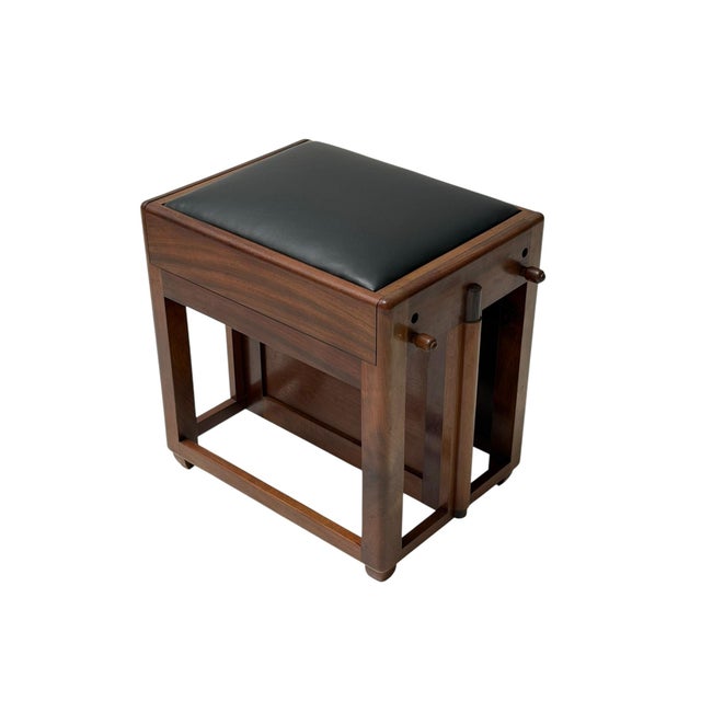 Art Deco Amsterdamse School Stool with Adjustable Leather Seat, 1920s For Sale - Image 9 of 14