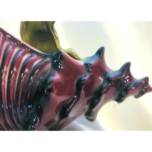 Mid 20th Century Hull Pottery Ebb Tide Shell Koi Fish Handled Basket Planter For Sale - Image 5 of 7