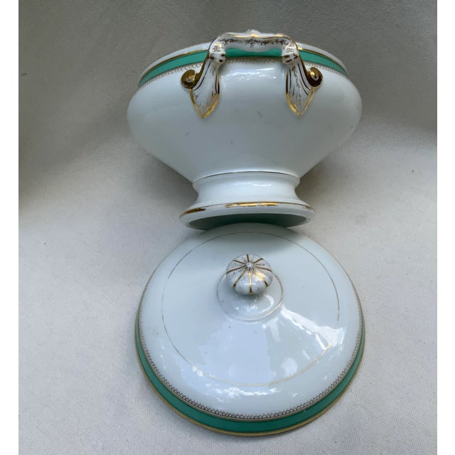 19th Century French Porcelain Large Tureen W/Turquoise & Gilt Detail For Sale - Image 18 of 18