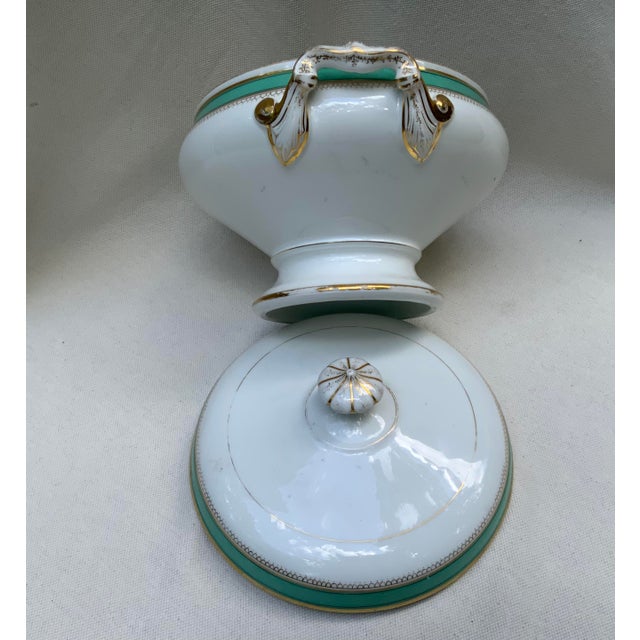 19th Century French Porcelain Soup Tureen With Turquoise & Gilt Detail For Sale - Image 18 of 18