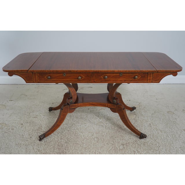 1960s 1990s Rosewood Vintage Bench Made Regency Style Dropleaf Library Table For Sale - Image 5 of 18