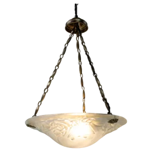 French Art Deco Ceiling Light in Glass & Aluminium, 1930s