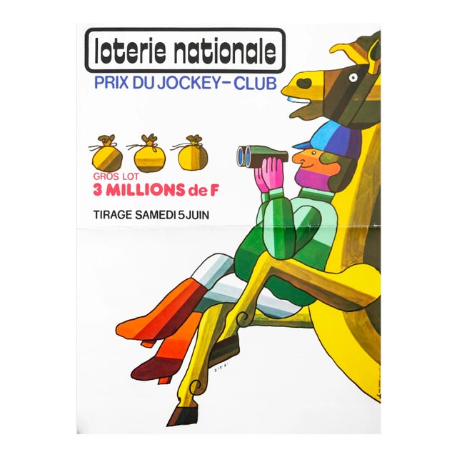 1970s French Loterie Nationale Poster, Prix Du Jockey For Sale