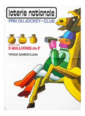 1970s French Loterie Nationale Poster, Prix Du Jockey