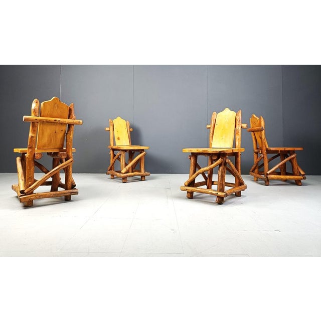 Brown Vintage Brutalist Dining Chairs, 1960s, Set of 4 For Sale - Image 8 of 12