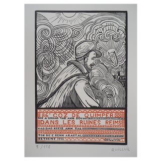 René Quillivic, 86 Coz De Quimper: In the Ruins, 1920, Original Woodcut For Sale