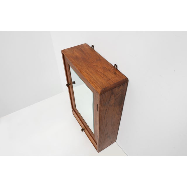 Wooden Wall‑Mounted Shaving Cabinet with Drawer, Belgium, 1920 For Sale - Image 9 of 11