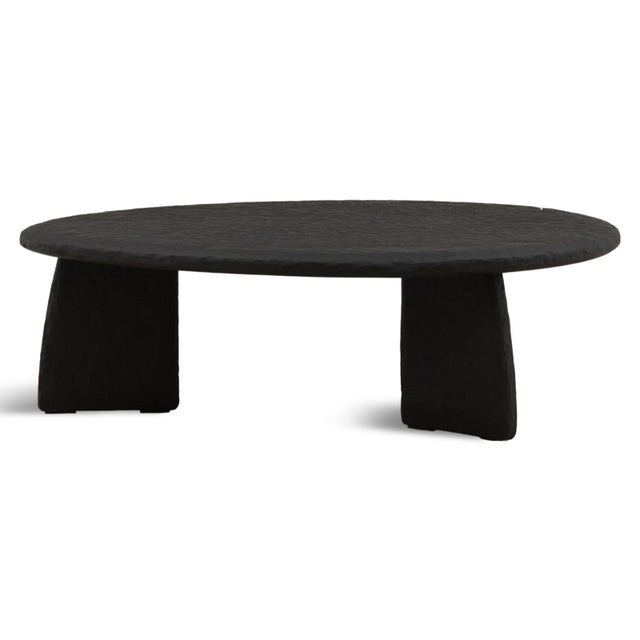Contemporary Black Chiseled Organic Modern Egg Coffee Table For Sale - Image 3 of 5