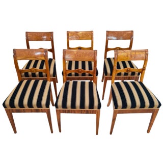 19th Century Biedermeier Walnut Dining Chairs, Set of 6 For Sale