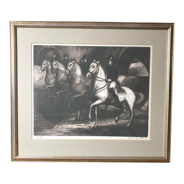 Vintage Mid-Century John Groth "Piaffe" (Men on Horseback) Original Print For Sale
