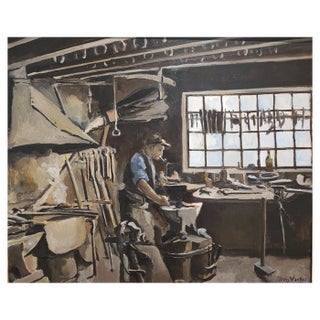 Benjamin II Vautier, Le forgeron dans son Atelier, 1938, Oil on Canvas, Framed For Sale
