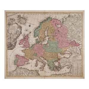 Europa Regnorum Provinciarum: 18th Century Hand-Colored Map of Europe by Lotter, 1760