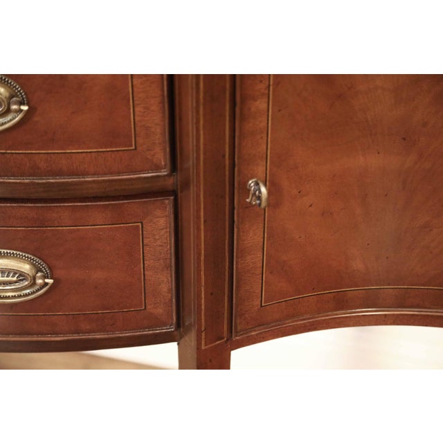 Brown Hepplewhite-Style Mahogany Sideboard With Swirl Mahogany Doors and Pencil Legs For Sale - Image 8 of 15