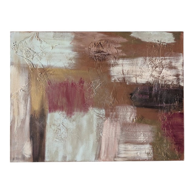 Original Large Metallic Abstract Painting on Canvas Signed For Sale