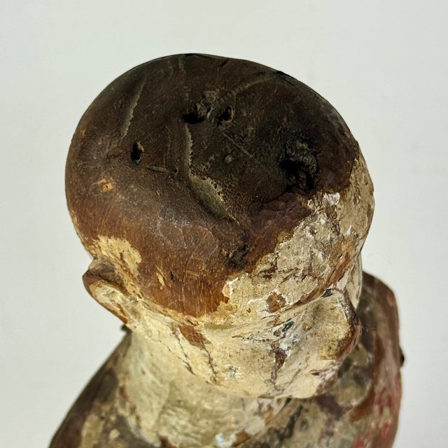 Wood Stupendous & Charming Salvaged Antique Carved Wood Santos Mannequin Sculpture, 16" H For Sale - Image 7 of 17