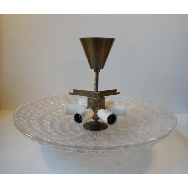 Mid-Century Modern Vintage Floating Crystal & Brass Chandelier by Carl Fagerlund for Orrefors, 1950s For Sale - Image 3 of 8