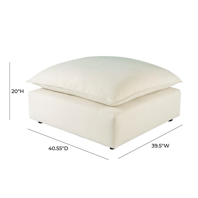 Cali Natural Performance Fabric Ottoman For Sale - Image 4 of 5