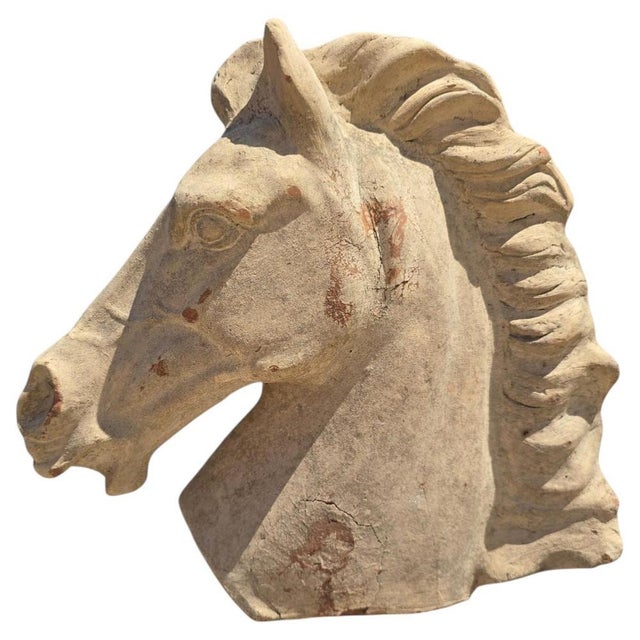 Ceramic Greek Horse Head Sculpture in Terracotta, Italy, 1950 For Sale - Image 7 of 7