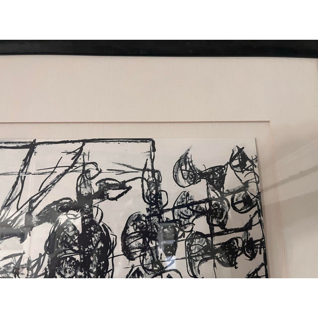 Printmaking Materials 1970s Jean-Paul Riopelle Abstract Lithograph Black & White Modernist Art Framed, With Coa For Sale - Image 7 of 8