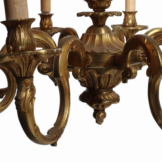 Antique French Louis XIV Gilt Bronze 8 Light Chandelier C1900 For Sale - Image 4 of 10