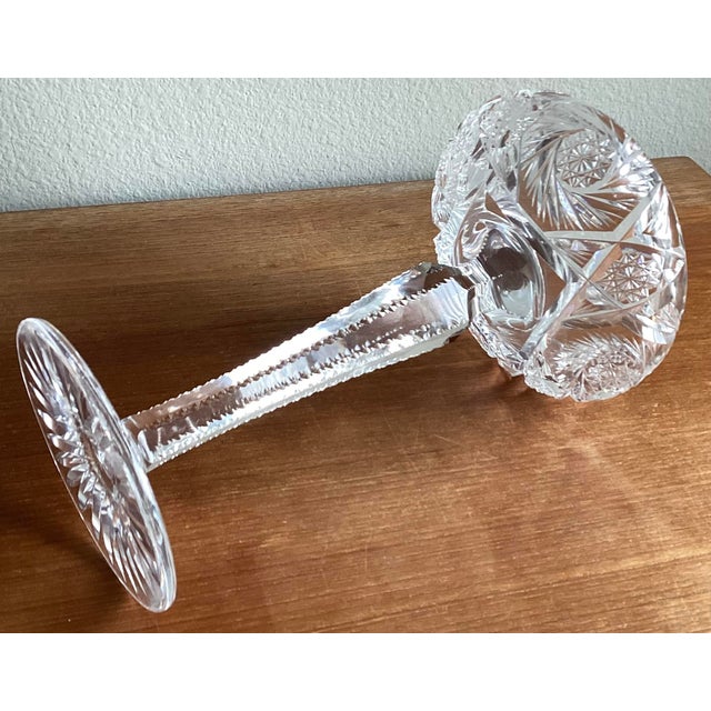 Hollywood Regency Vintage Cut Crystal Compote For Sale - Image 3 of 6