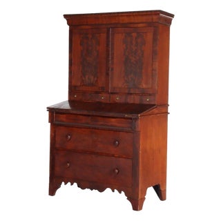 Antique Empire Classical Flame Mahogany Secretary Desk C1840 For Sale