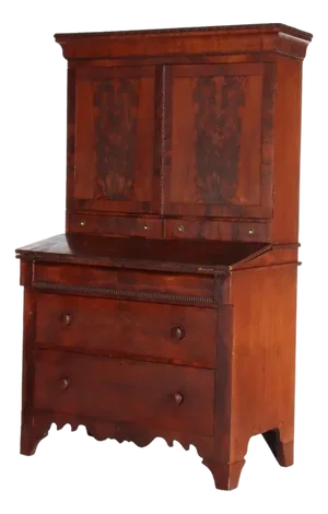 Antique Empire Classical Flame Mahogany Secretary Desk C1840