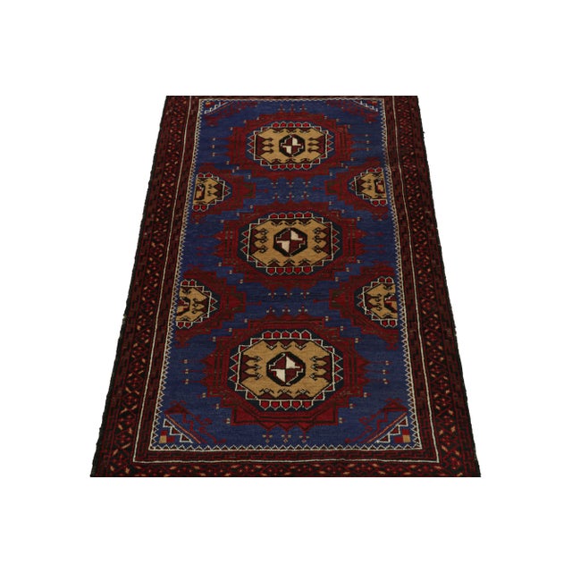 Tribal Rug & Kilim’s Baluch Tribal Rug in Navy Blue With Geometric Medallions For Sale - Image 3 of 8