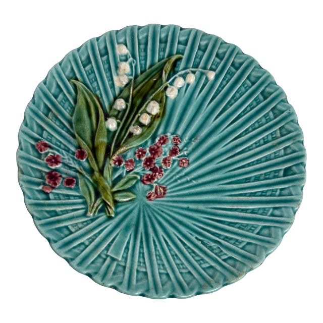 Vintage Cico German Majolica Basketweave Plate For Sale