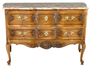Louis XV Style Walnut Sauté Crossbow Commode, Early 20th Century