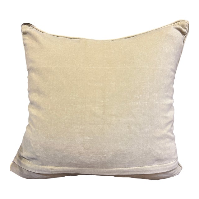 English Pretty Vintage Wool Floral Needlepoint Pillow With Velvet Back For Sale - Image 3 of 10