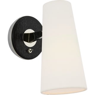 AERIN for Visual Comfort Signature Olina 10" Sconce in Polished Nickel and Ebony with Linen Shade For Sale
