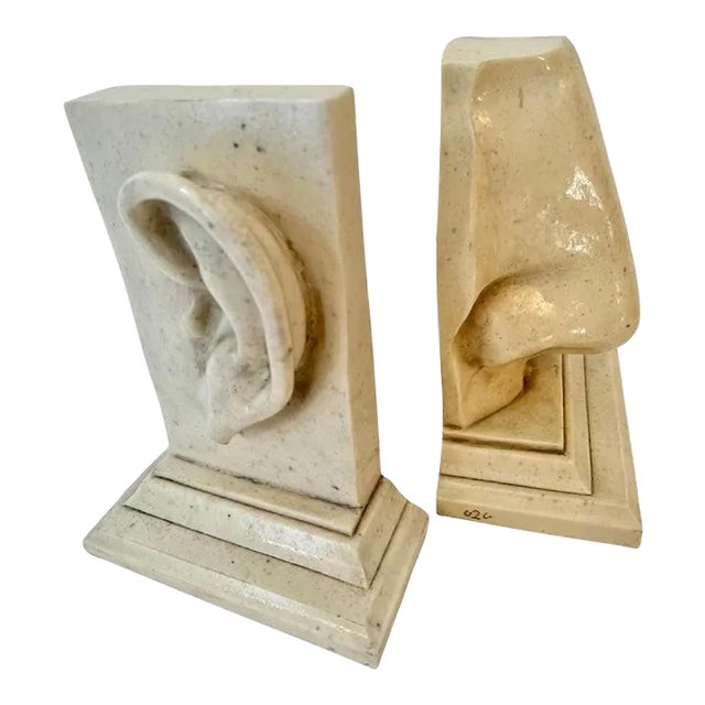 C2C Designs, Resin Based Sculptural Ear and Nose Bookend Set - A Pair For Sale