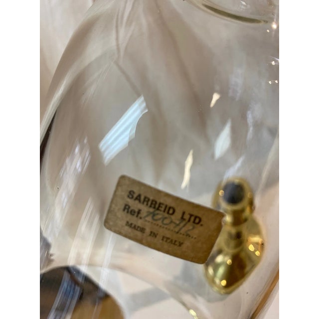 Glass Hurrricane With Gold Base For Sale - Image 11 of 13